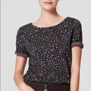 Ann Taylor Loft Leopard Jacquard Knit Top